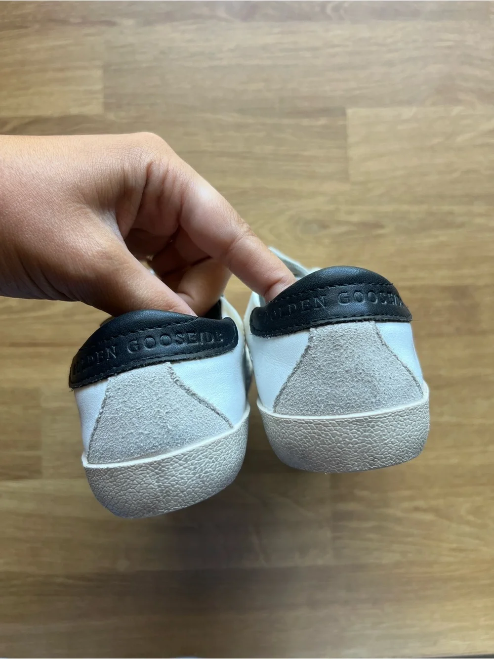 Golden Goose White Sneakers with Gray Star & Black Heel Tab — Kids